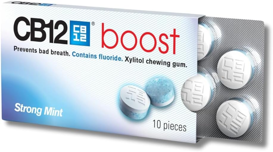 CB12 Boost Chewing Gum – Sugar-Free Fresh Breath Gum, Cool Mint, 10pcs