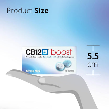 CB12 Boost Chewing Gum – Sugar-Free Fresh Breath Gum, Cool Mint, 10pcs