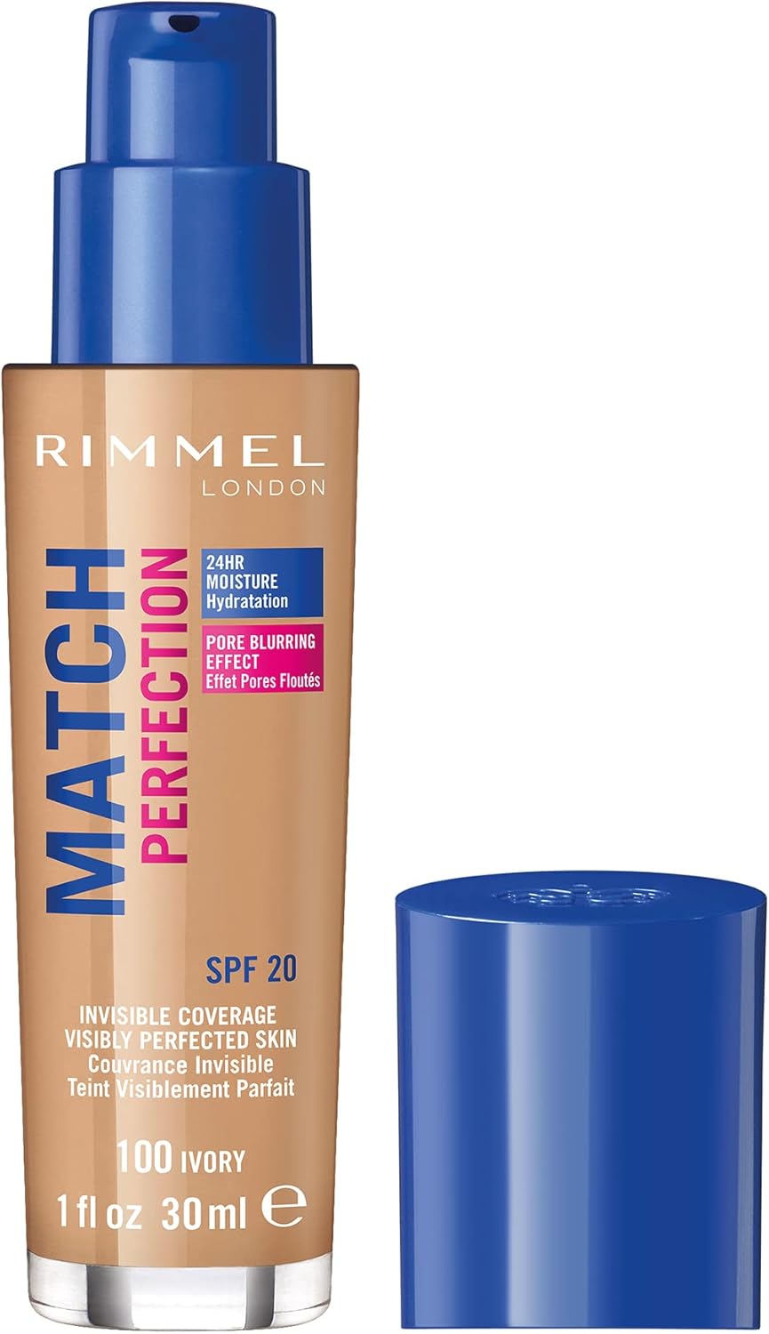 Rimmel Match Perfection Foundation 100 Ivory – SPF20, 24hr Hydration