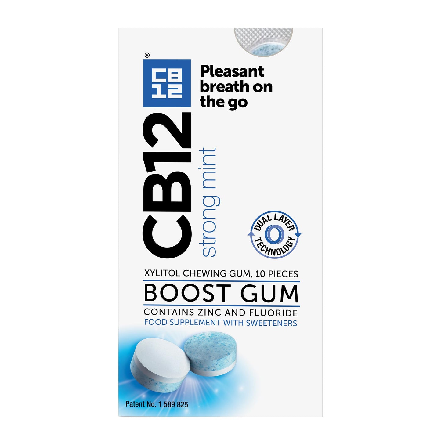 CB12 Boost Chewing Gum – Sugar-Free Fresh Breath Gum, Cool Mint, 10pcs