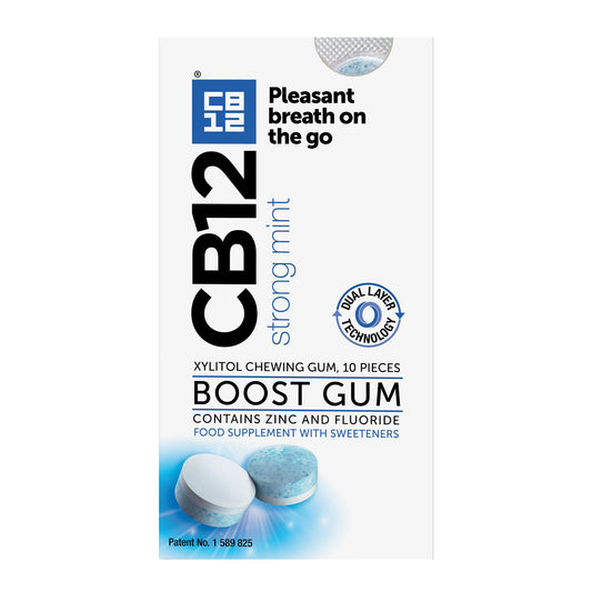 CB12 Boost Chewing Gum – Sugar-Free Fresh Breath Gum, Cool Mint, 10pcs