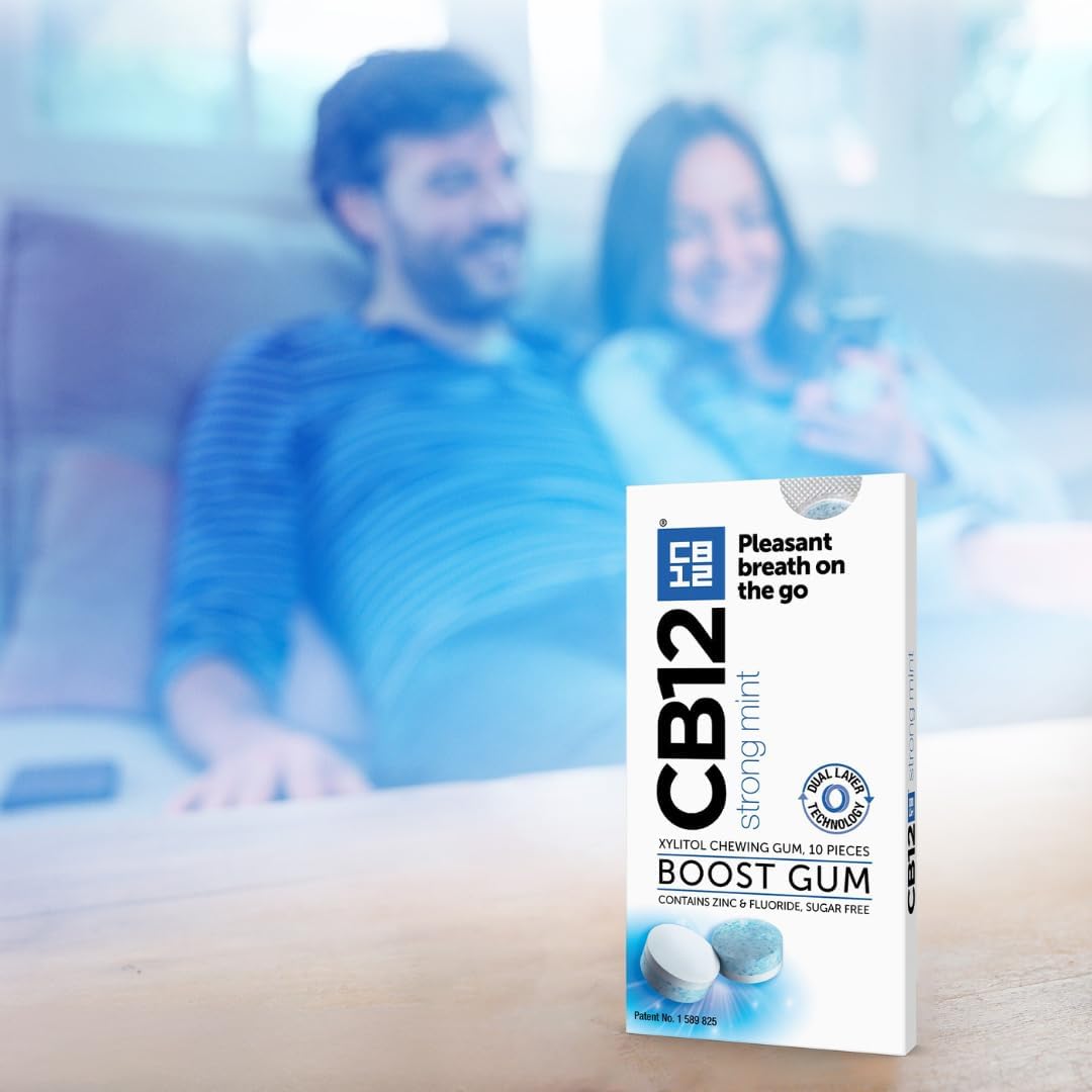 CB12 Boost Chewing Gum – Sugar-Free Fresh Breath Gum, Cool Mint, 10pcs