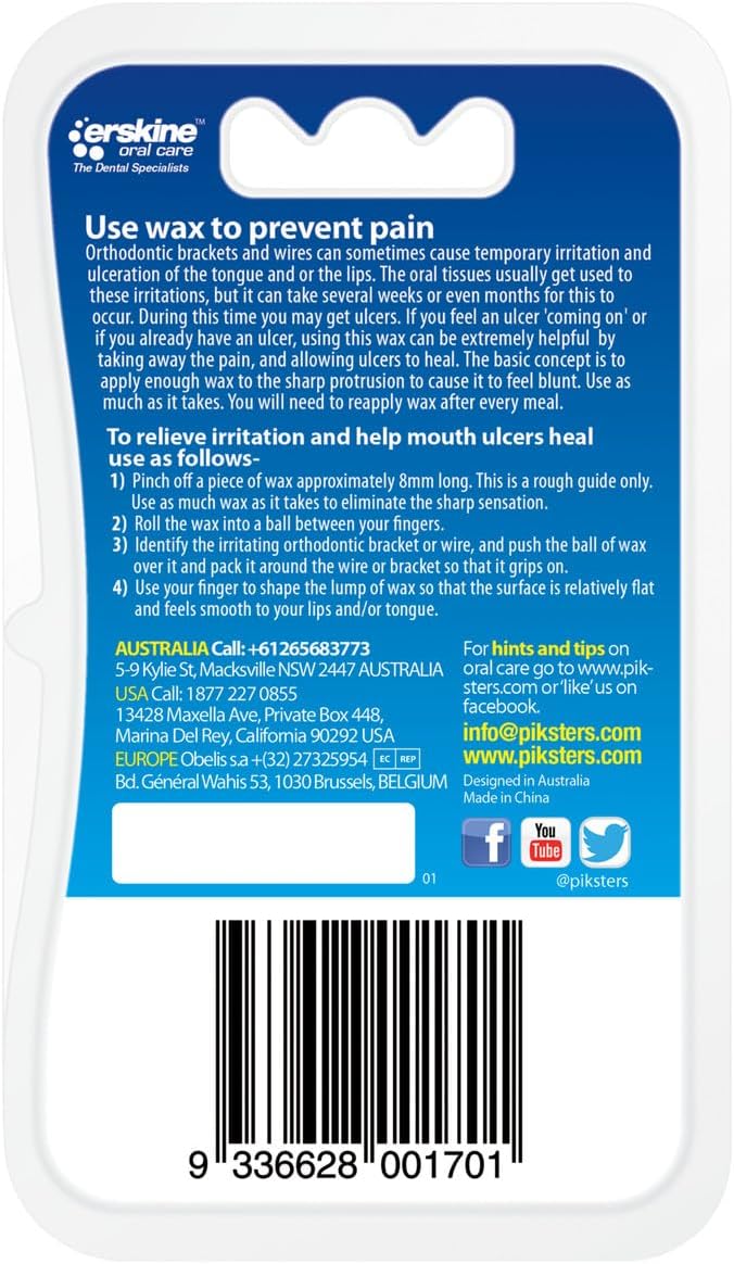 Piksters Orthodontic Wax for Braces – Clear & Soothing Protection (2 Pack)