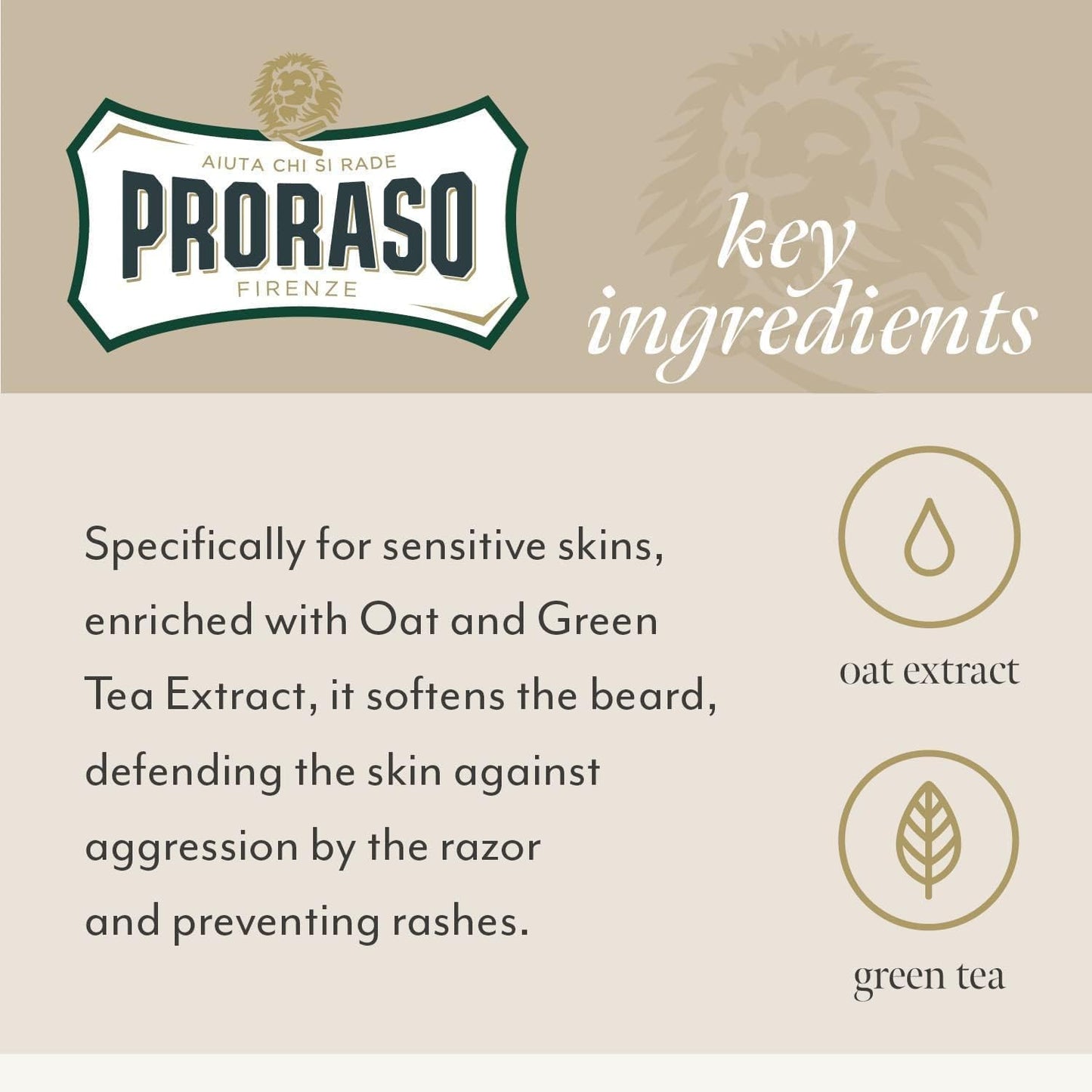 Proraso Sensitive Pre-Shave Cream 100ml – Softens Skin with Oat & Green Tea