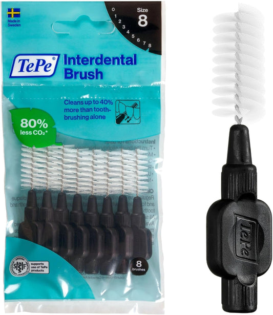 TePe Interdental Brushes Black 1.5mm (ISO 8) – Pack of 8 for Wide Gaps