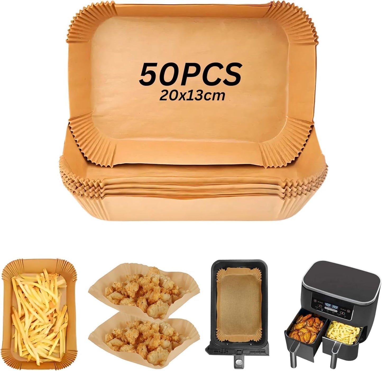 QACHOICE Air Fryer Liners, Disposable Parchment Paper for Mess-Free Cooking