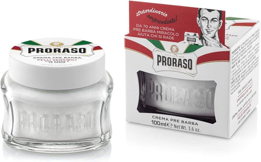 Proraso Sensitive Pre-Shave Cream 100ml – Softens Skin with Oat & Green Tea