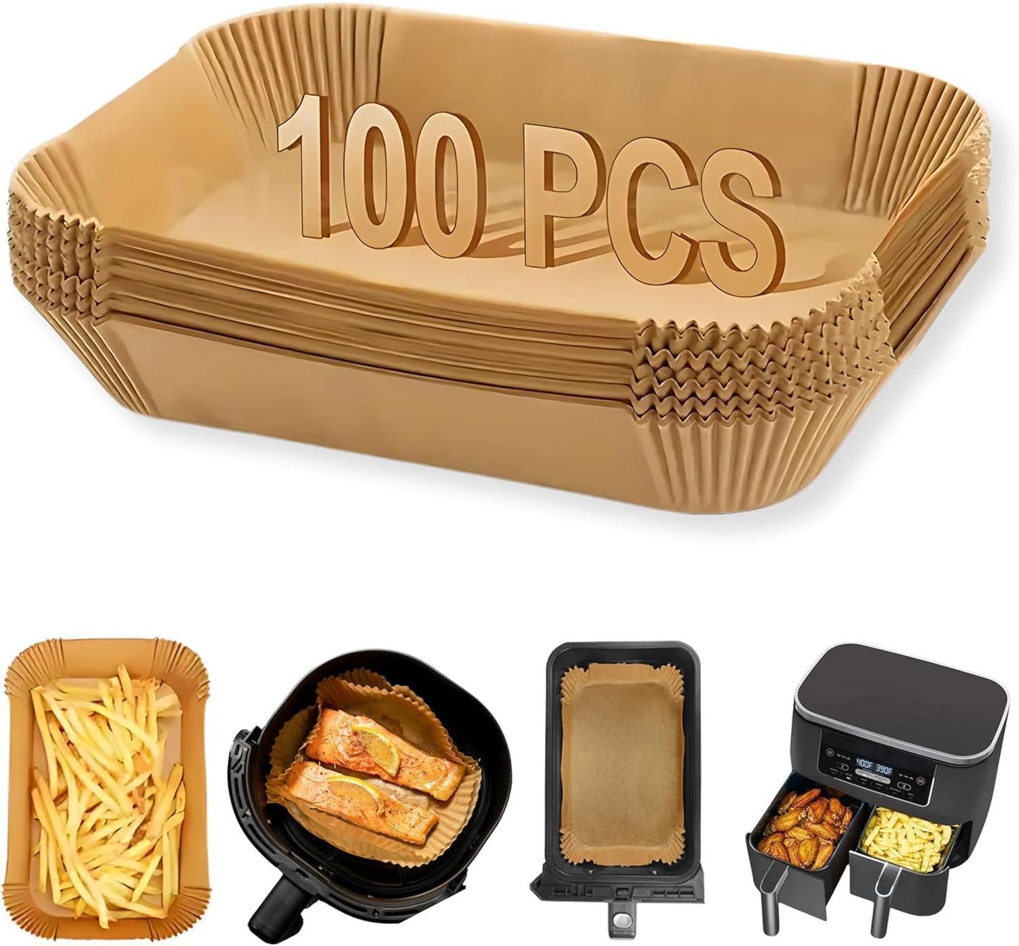QACHOICE Air Fryer Liners, Disposable Parchment Paper for Mess-Free Cooking