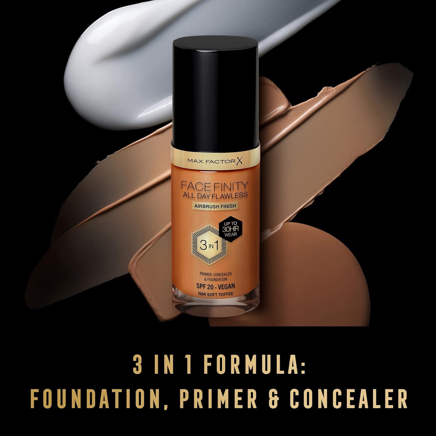 Max Factor Facefinity 3-in-1 Foundation 30ml – Soft Toffee, SPF 20