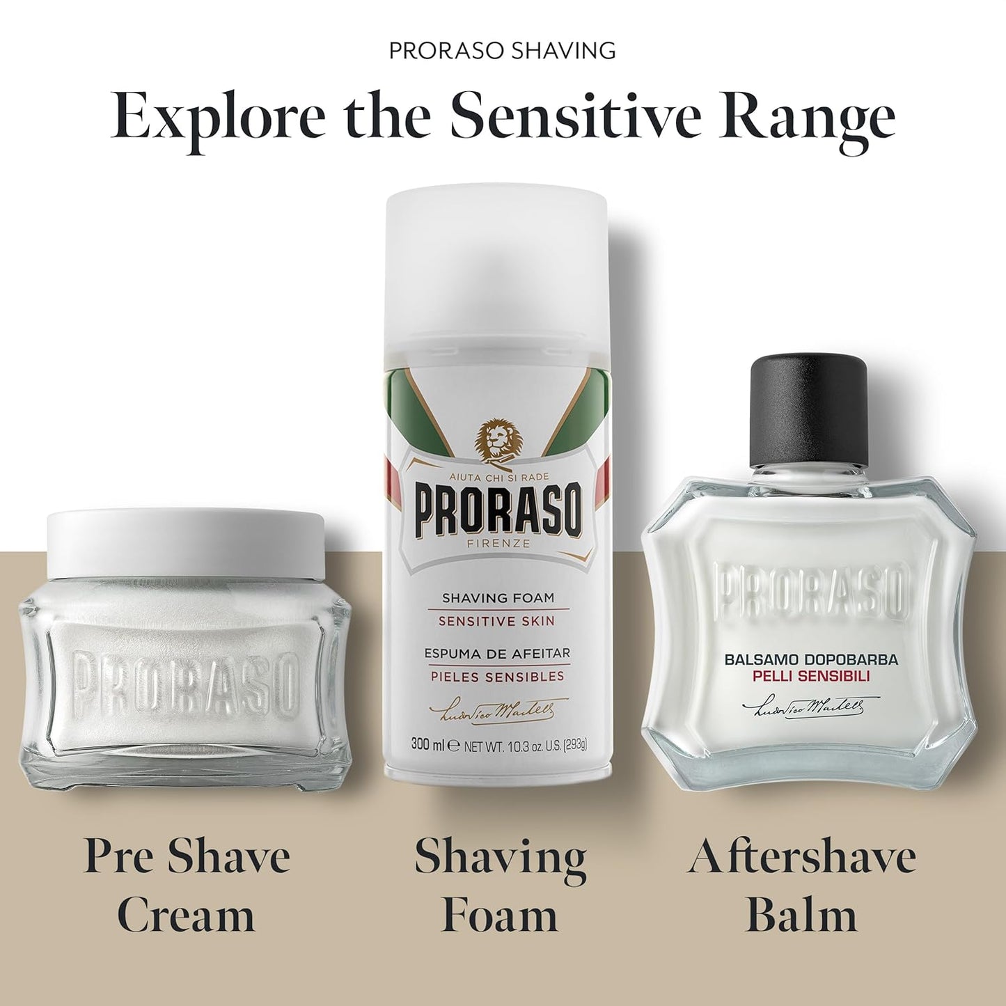 Proraso Sensitive Pre-Shave Cream 100ml – Softens Skin with Oat & Green Tea