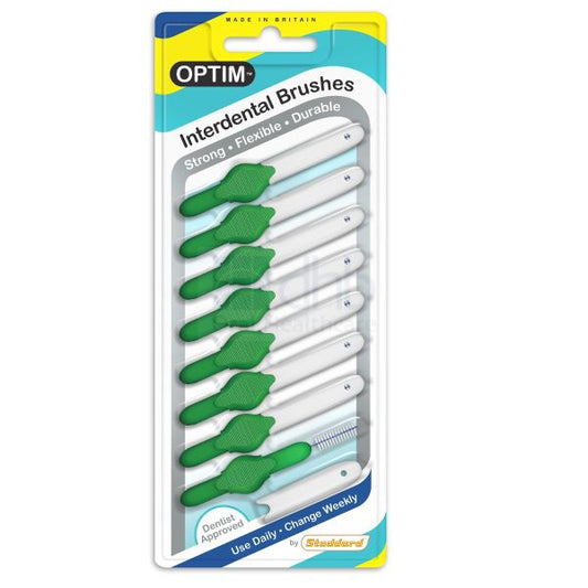 OPTIM Interdental Brush Blister Pack (8 Brushes) - Green (Size 5 / 0.8mm)
