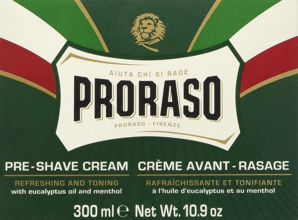 Proraso Pre-Shave Cream Green 300ml – Refreshing & Soothing for Smooth Shave